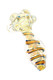 4" ribbon swirl striped color-changing glass spoon pipe with clear marbles and gold, blue, and amber accents