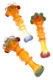 Assorted 5" gold fumed frit glass spoon pipes with indented ring details and raised marble accents displayed together