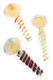 Assorted 3.5" silver fumed spiral striped bubble glass spoon pipes in clear, red, teal, and burgundy accents