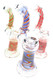 6" Rasta swirl striped frit clear glass Sherlock bubbler with assorted color accents for retail glass displays
