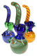 Assorted 9" colorful frit Sherlock glass bubblers with Rasta swirl accents displayed in multiple color combinations