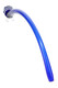 Cobalt blue 17" glass Gandalf pipe with a long curved stem, white-striped bowl, and clear glass feet