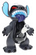 Black creepy creature water pipe shown front-facing with blue ears, clear glass chamber, bowl, and downstem