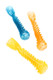Assorted 3" spiral frit glass chillums in blue, orange, and yellow finishes with twisted spiral glass accents for retail displays