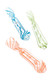 Three clear 3" glass chillums with blue, green, and coral swirl stripes and raised marble accents