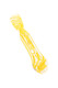 Clear 3" glass chillum with yellow swirl-striped linework and three raised glass marble accents
