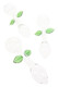 Three 7" clear glass oil burner pipes shown at varied angles with rounded chambers and green leaf accents