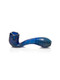 Blue GRAV Mini Bubble Trap Sherlock hand pipe shown from the side with flat-sitting glass base