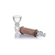 MJ Arsenal Creek hand pipe angled to show its round 18 mm bowl and curved borosilicate glass body