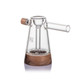Single Mesa bubbler in borosilicate glass with black walnut accents for retail display