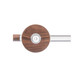 Close bowl view of the MJ Arsenal Alpine hand pipe with clear glass and wood-grain trim