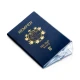 Travel-themed glass hand pipe highlighting the compact passport-inspired shape and exterior details