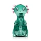 Translucent green Axolotl XL glass bong with pink external gills shown from a front angle