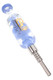 Blue 7.5" 6B Glass fluid-filled dab straw featuring a transparent liquid-filled body and stainless steel tip.
