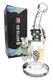 ark gray accented 6B Glass devil perc water pipe with bent neck, 14.5 mm female joint, matching bowl, branded retail box, and hang tag.