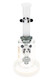 White 9-inch 6B Glass panda dab rig showing handcrafted panda showerhead percolator, matching panda neck detail, and heavy round base.