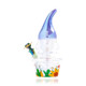 Left-side profile of Hemper Trippy Gnome XL glass bong with angled flower bowl and colorful garden artwork on the base