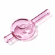 Petal pink NWTN Bolla glass hand pipe shown from an angled top view with a rounded borosilicate glass chamber.