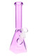 Purple 10" colored glass water pipe with tall straight neck, hexagon beaker base, clear bowl and downstem