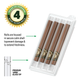 Four HEMPER mini hemp rolls in clear clamshell packaging with detail view of the 10 mm glass tip