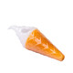 Ice cream cone-shaped glass hand pipe with white soft-serve swirl and orange waffle-cone design
