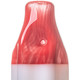 Close-up of translucent red top of popsicle glass hand pipe showing small circular side opening