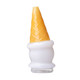 White ice cream cone Peak top with glossy glass body, golden waffle-textured cone and clear glass base