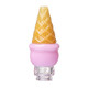 Pink ice cream cone Pivot top with glossy pink body, golden textured cone and clear glass connector