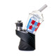 Sip-N-Dip glass Peak top mounted on a black device with clear cup body, blue interior and red-blue graphic