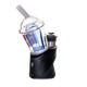 Opposite angle of Sip-N-Dip glass Peak top on black device showing clear cup body and blue interior