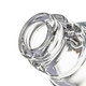 Bottom close-up of clear Sip-N-Dip Pivot Top showing the circular glass opening and thick glass edge
