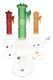 Three 8.5" frosted 6B Glass dab rigs with panda percs and red, green, and amber colored neck accents