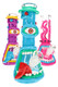 Three 9.5" 6B Glass monster beaker water pipes with bright blue, purple, green, and pink sculpted face details