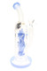 Blue-accented 6B Glass Halloween water pipe with curved mouthpiece, frosted ghost graphics, bowl, and hang tag