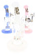 Three 6B Glass neon donut dab rigs with blue, white, and pink accents and sprinkled donut percolators