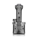 Front angled view of Hemper Medieval Castle XL bong with black glass towers, battlements, and internal percolators