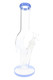 11.5" Zig Zag clear glass water pipe with light blue mouthpiece and base accents, downstem and clear bowl