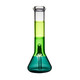 Rear view of BigFun! Canopy tricolor glass bong showing green neck, teal base and internal downstem