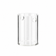 Clear Dr. Dabber Switch² Quartz Insert shown upright with cylindrical body and two circular side openings