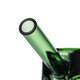 Close-up of green MJ Arsenal Frankenbubbler angled glass mouthpiece with contrasting black rim detail