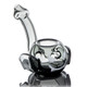 Angled front view of MJ Arsenal Bud-Sucker glass hand pipe with smiling face, raised side details, and curved stem