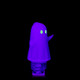 UV angled view of MJ Arsenal Specter Pivot Top with vivid purple ghost body, raised arms, and glowing green eyes