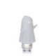 Three-quarter view of frosted MJ Arsenal Specter Pivot Top with ghost eyes, raised arms, and clear branded base
