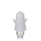 Front view of MJ Arsenal Specter Pivot Top with frosted ghost body, raised arms, white eyes, and clear branded base