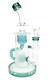 9.5" green 6B Glass honeycomb recycler water pipe with frosted bee design and barrel perc for smoke shop resale
