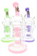 9.5" 6B Glass neon Faberge water pipes in green, pink and purple with showerhead percs for wholesale glass resale