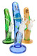 9.5" 6B Glass curved water pipes in blue, green and amber with raised designs for colorful wholesale glass displays
