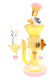 10.5" pink-accent 6B Glass fumed water pipe with character detail and spiral spike for retail glass showcases.