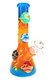 Front view of 9.5" 6B Glass planetary beaker with blue-orange finish and raised planets for retail glass showcases.