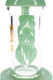 Close-up of sculpted mint green leaves winding around the internal vine percolator inside a clear glass chamber.
